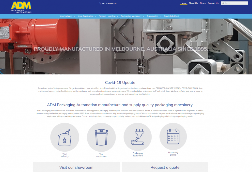 ADM Packaging Automation manufacture and supply quality packaging machinery.